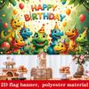 2D Colorful Dinosaur Happy Birthday Backdrop Jungle Theme Kids Party Decoration Banner