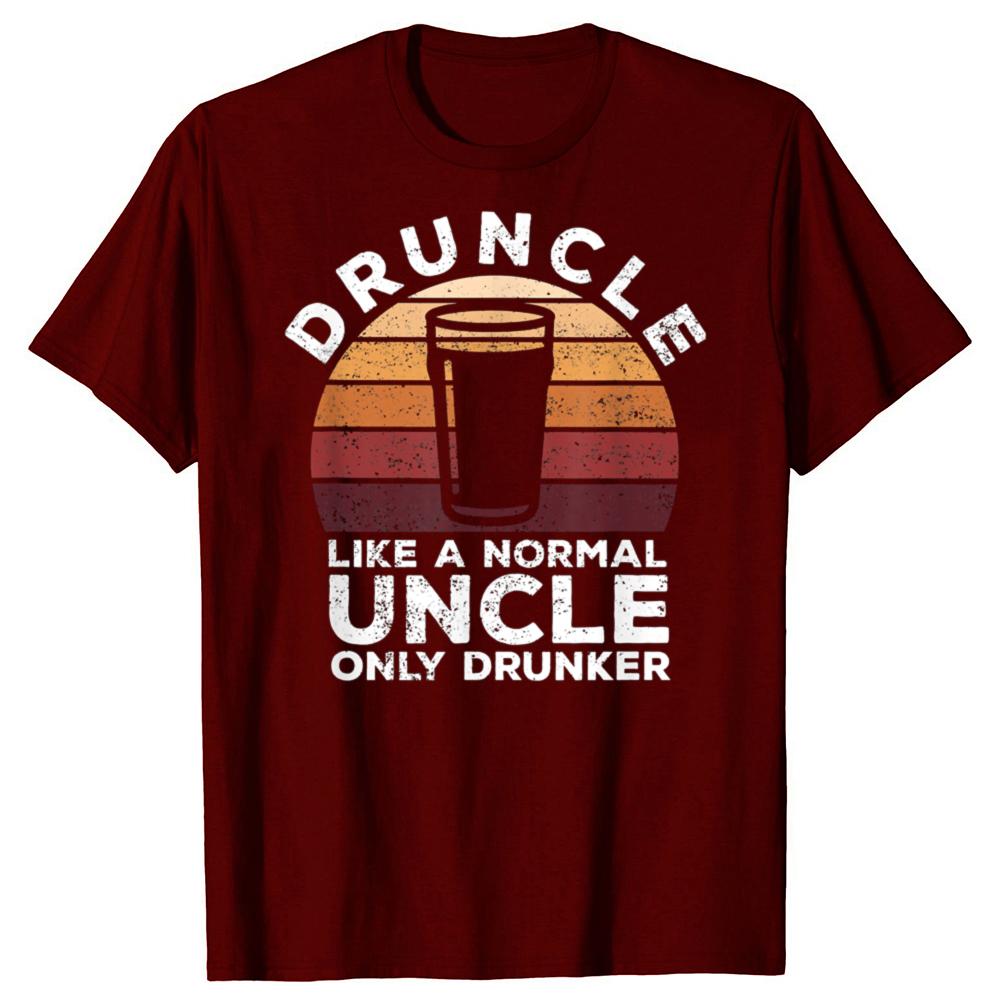 Druncle Funny Vintage Drunk Beer Drinking Uncle 100% Cotton T-shirts Men Casual Tshirt Loose Oversized Streetwear T Shirt