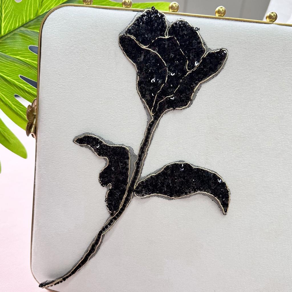 Schwerindustrie Strang Handgefertigt Perlen Pailletten Rosen Spitze Cheongsam Tanzkleid Kleidung Dekorative Stoffaufkleber