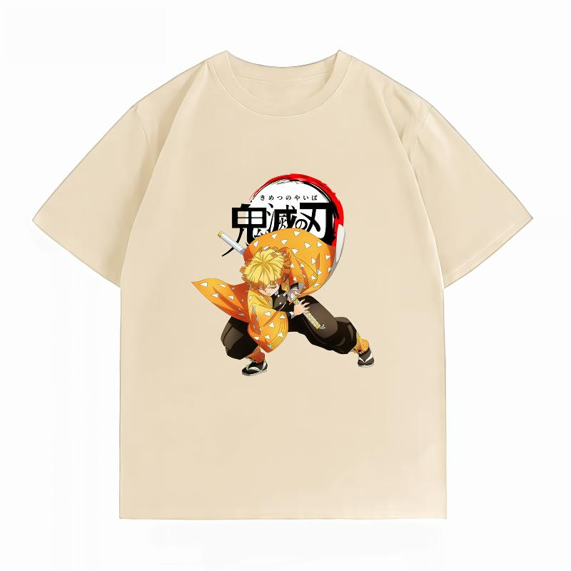 Unisexs Clothing New 100 Cotton Summer TShirt Bandai Demon Slayer Unisexs TShirt Zenitsu Print Casual Oversized Unisexs TShirt