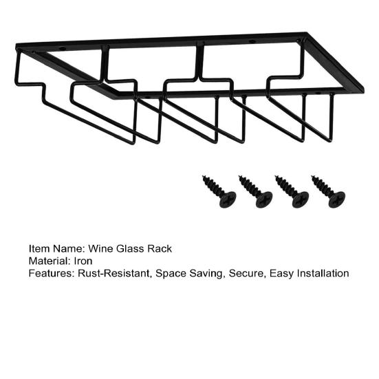 Suport pentru pahare de vin cu 3 rânduri sub dulap Organizator pentru uscarea paharelor de vin Suport negru metalic pentru pahare cu picior pentru dulap Bucătărie Bar Restaurant