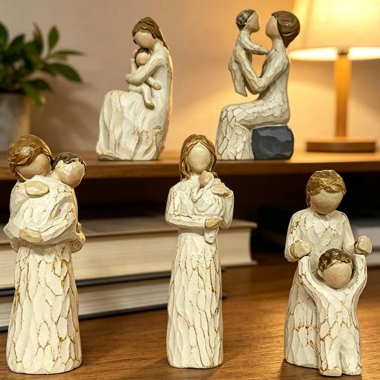 Yousheng Mother Daughter Figurine, Hand-Carved Resin Memorial Statue, Mom Birthday Gift from Daughter, Sentimental Birthday Gift for Mother, Sculpture