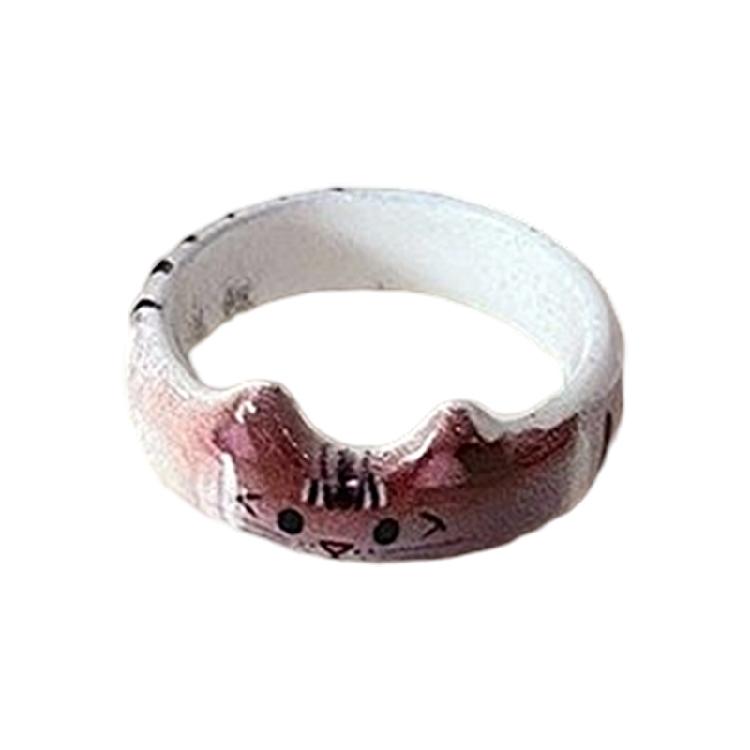 Cartoon Tropfenglasur Katzenring Tierisches Thema Fingerband Schmuck Handgefertigte Accessoires für den Alltag oder zum Verschenken