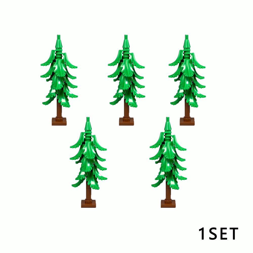 DIY Pine Tree Model Kit - Snowy Christmas Tree Street Forest Compatible with Building Blocks & Assemble Particles