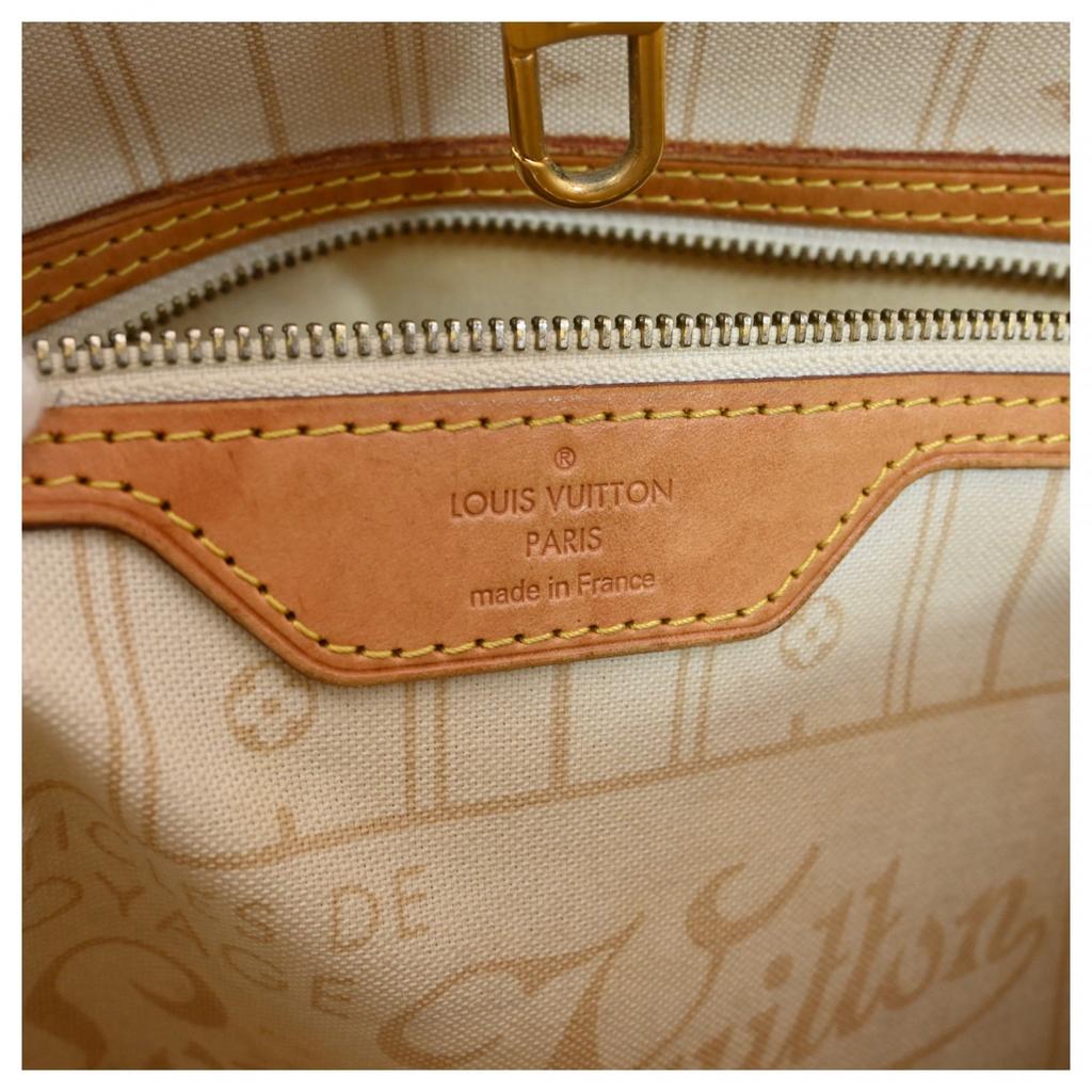 Auth LOUIS VUITTON Damier Azur Neverfull MM Tote Bag Brown PVC Canvas Women’s lv6689cc