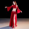 2026 Set Două Piese Strălucitor cu Mâneci Lungi pentru Dansul Burții Femei Costum Dans Burta Oriental cu Decupaj Dublu pe Lateral Îmbrăcăminte pentru Spectacol