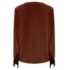 Women's Casual Loose Deep V-neck Shirt Chiffon Pleated Long Sleeve Work Shirt