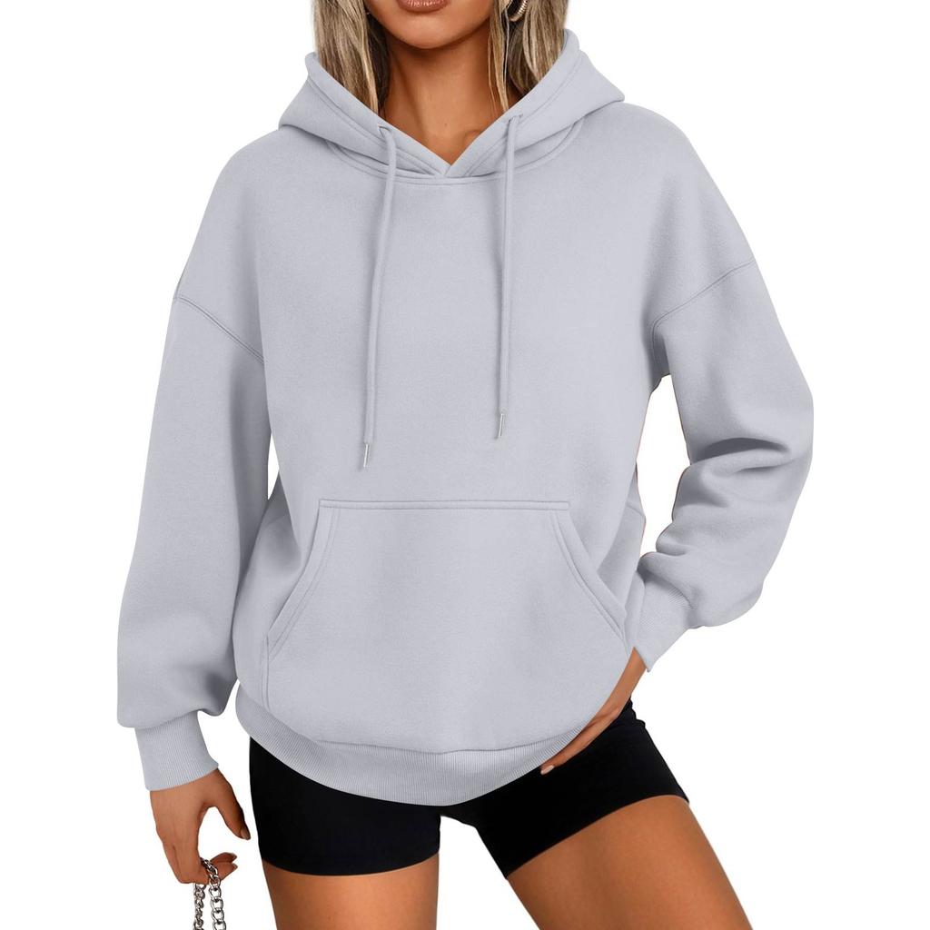 Women's Fashion Casual Solid Color Pocket Long Sleeve Hoodie