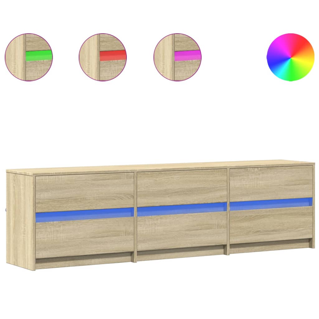 TV Cabinet with LED Lighting Sonoma Oak 180 X 34 X 50 Cm