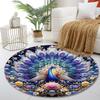 Elegant Peacock with Floral Design Print round rug, living room, bedroom, playroom carpet, non slip floor mat, gift