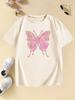 Fashion Pink Color Butterfly T Shirts Y2k Graphic Kids Children's T-shirt Boys Girls Summer Spring Casual Top Tee Shirt