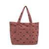 Street Style Polished Corduroy Tote Bag With Zipper Closure For Daily Use