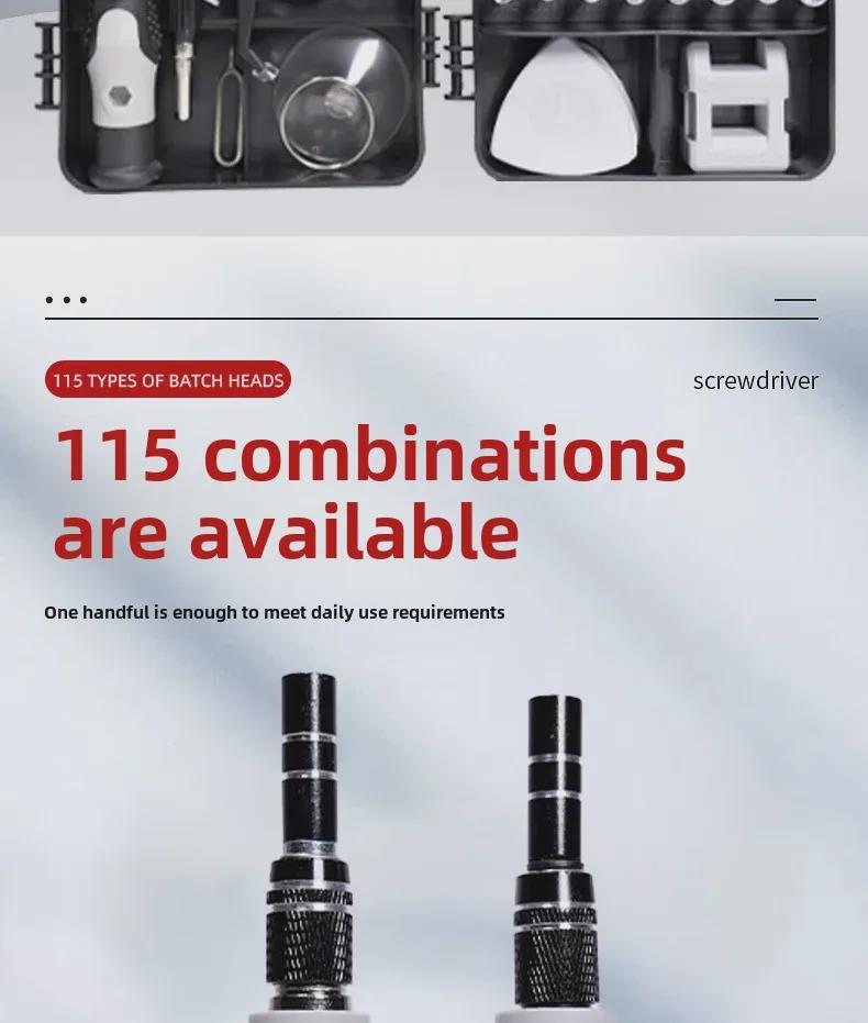 Sada přesného magnetického šroubováku 115 v 1 pro opravu hodinek a mobilních telefonů