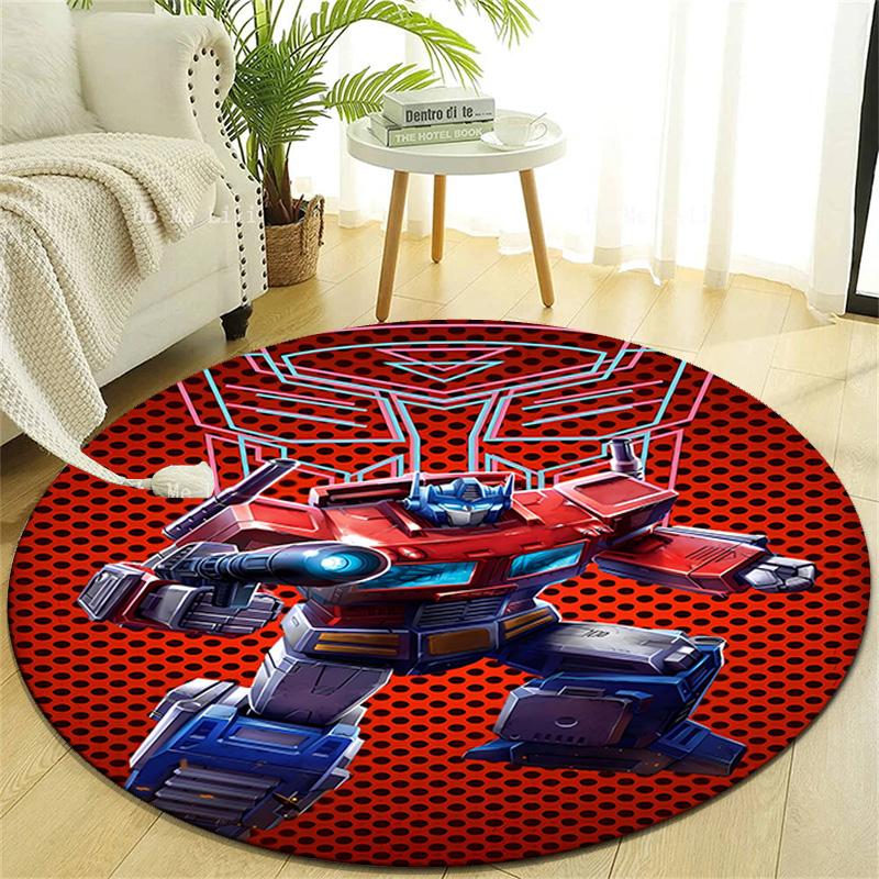 1pc Transformers1 Design Printed Area Round Carpet for Bedroom Living Room Home Decor Rugs Mat Non Slip Mat Rug for Bedside