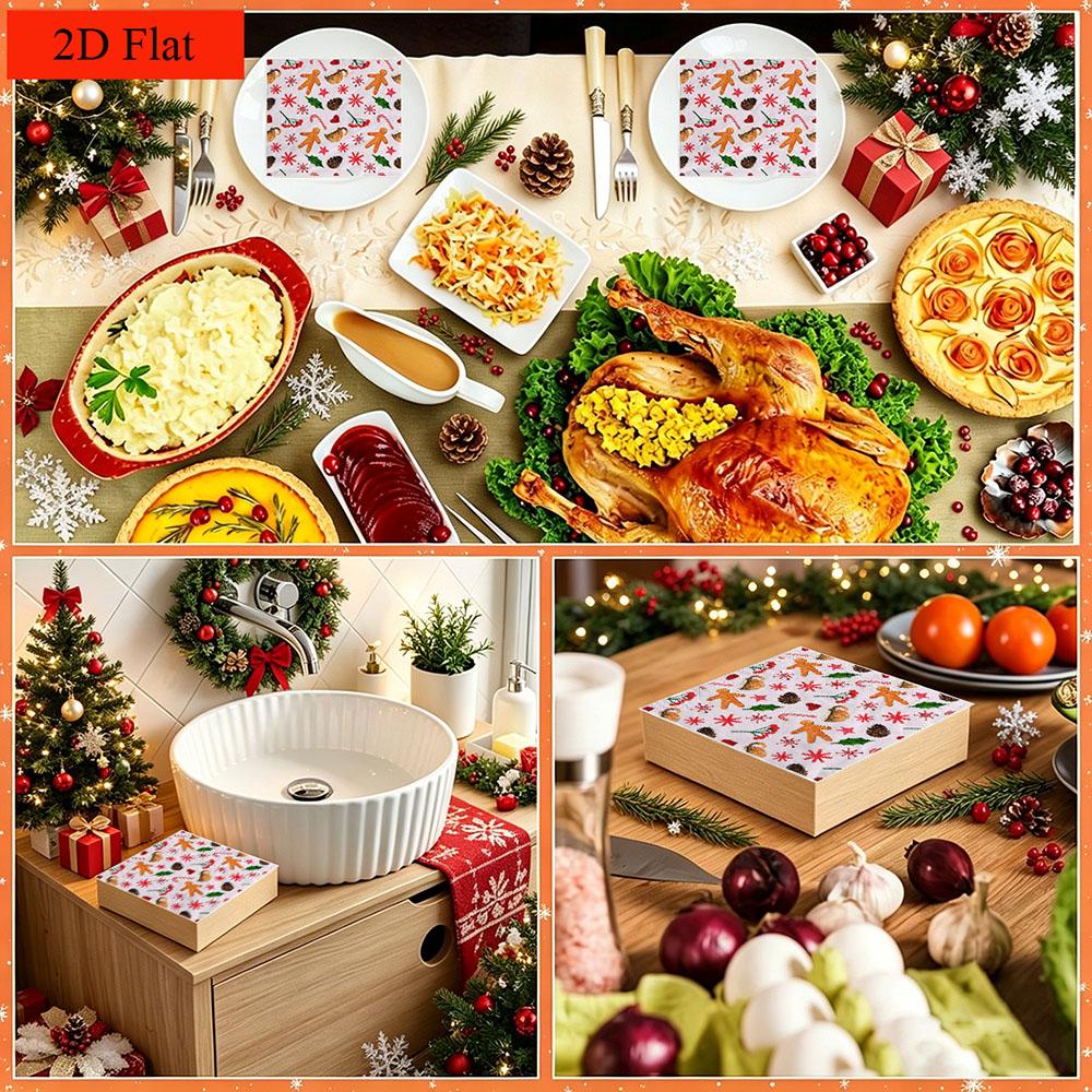 20pcs Disposable Napkins with Snowflake Pattern Print for Wedding,Parties,and Daily Use for Thanksgiving Fall Christmas Table Decoration
