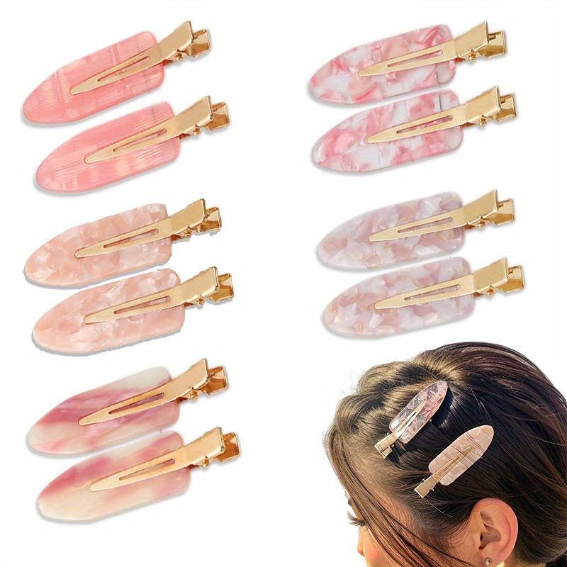 

10PCS No Bend Hair Clips for Women Girls Pink Acrylic Acetic Hair Styling Seamless Hair Barrettes Tool Hair Accessories рожевий
