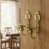 2 Pieces Wall Candle Sconce Vintage-Style with Scrollwork Gold