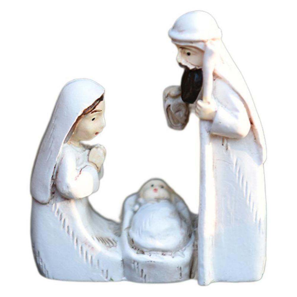 

Cartoon Christmas Manger Ornaments Decorative Religious Resin Statue Jesus Birth Sculpture Desktop белый