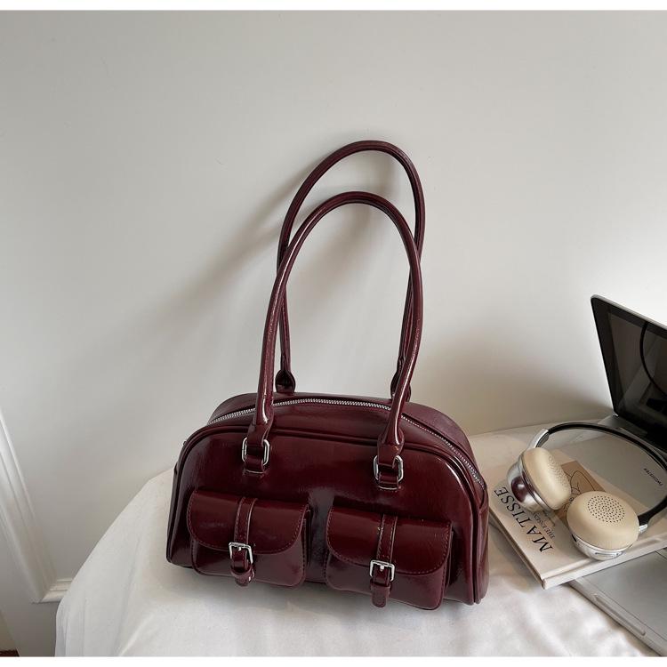 

2025 Trendy Women s Retro Handheld Bowling Bag with Large Capacity - Simple Single Shoulder Underarm Design