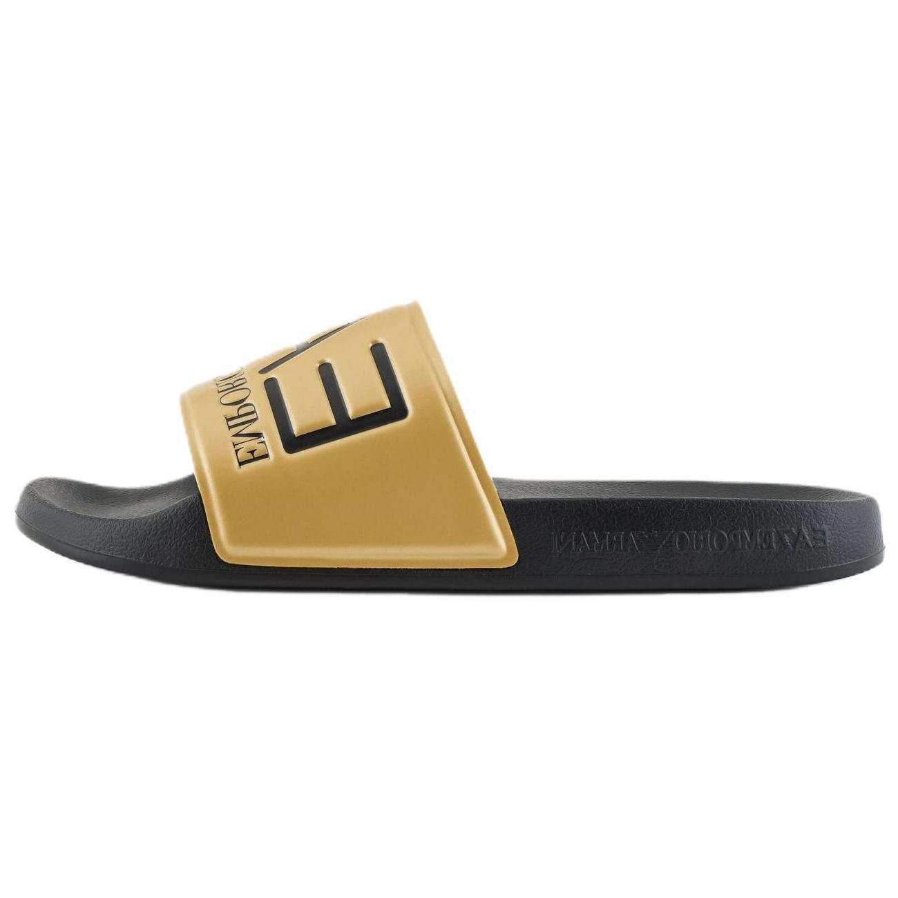EMPORIO ARMANI EA7 Round Toe Flat Slide Slippers Unisex Yellow 7X000108AF15118MZ097 39