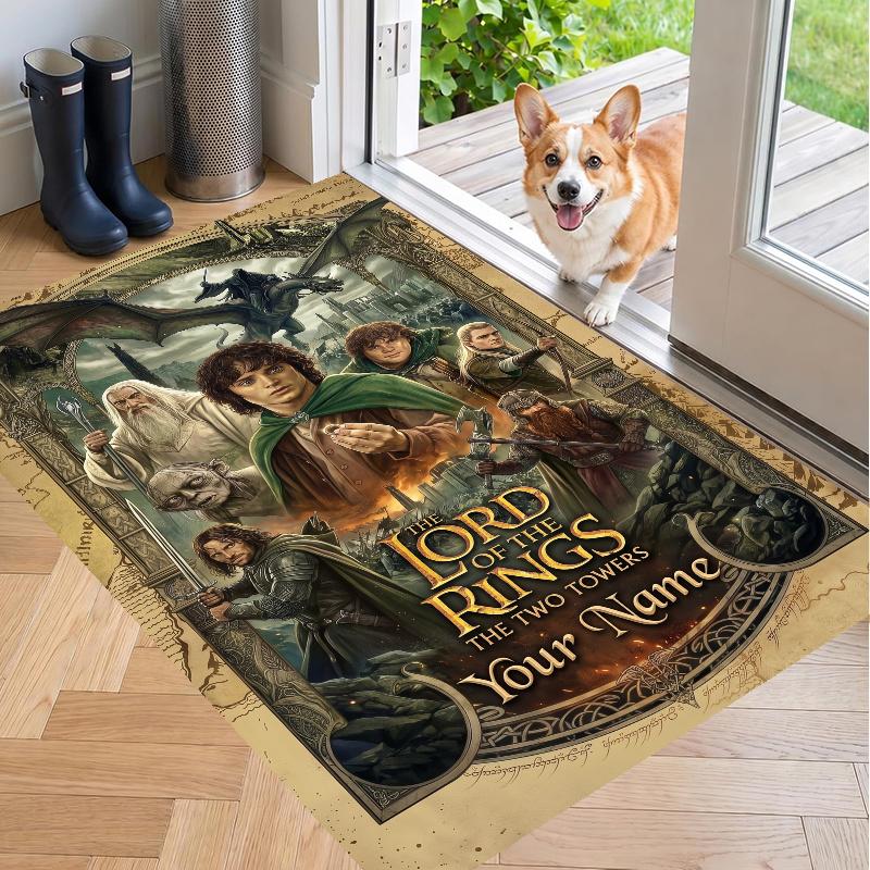 Custom Name The Hobbit Crystal Velvet Floor Rug Personalized Text Soft Carpet Home Decor
