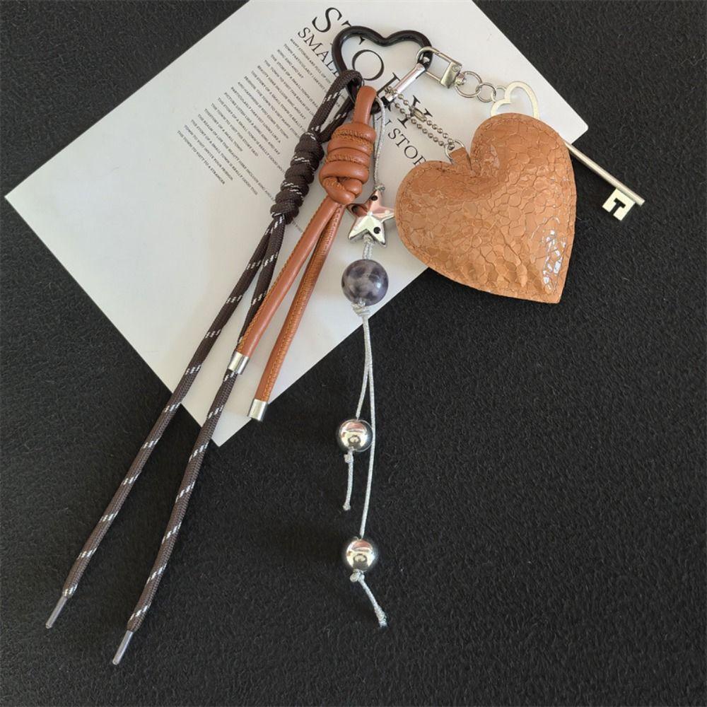 Leather Braided Rope Car Keyrings Woven Rope Handmade Heart Keychain  Jewelry Accessories