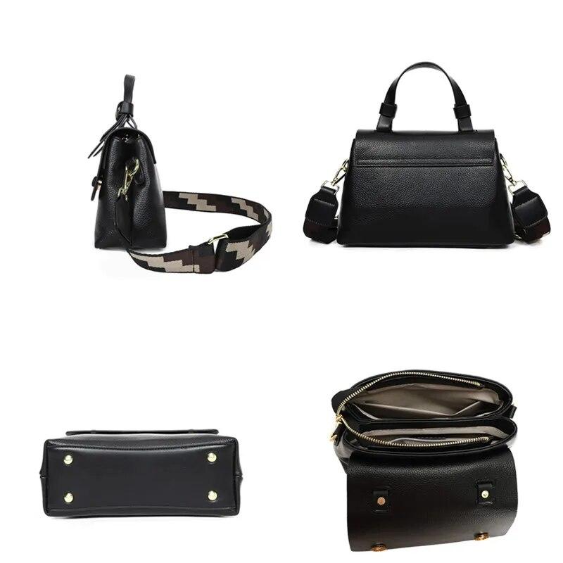 Genuine Leather Women Cowhide Tote The New Quality Leather Female Designer Handbag High Capacity Flap Shoulder Crossbod Bag