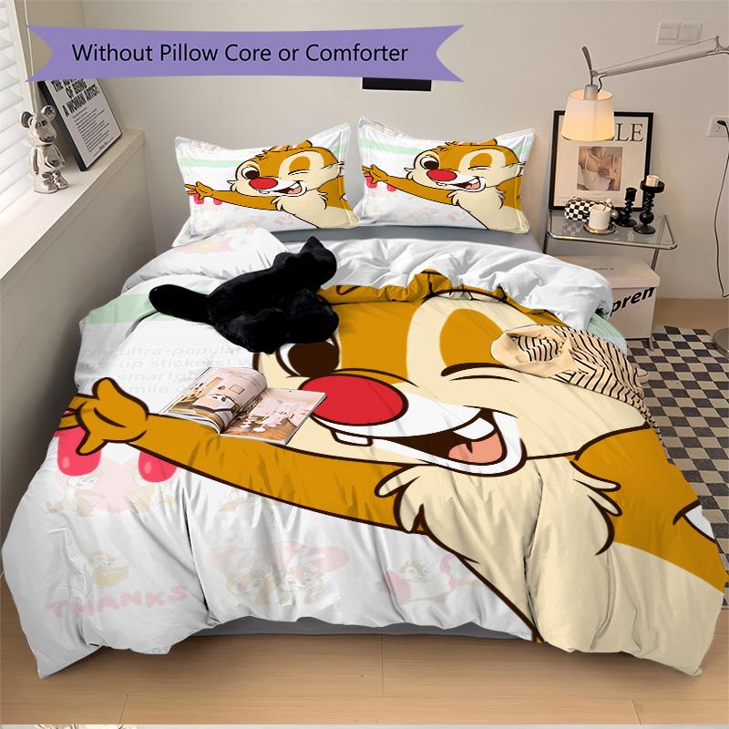 Happy Chipmunk Celebration Print 3Pcs Bedding Setduvet Cover With 2 Bedropillowcase Home Birthday Gift