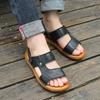 Erste Schicht Rindsleder Herren Sandalen Sehnensohle Echtes Leder Strandschuhe Sommer Casual Sandalen Rutschfeste Weiche Sohle Sandalen Herren