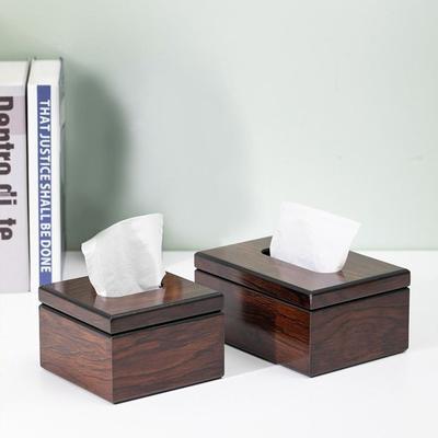Kommerzielle Imitation Walnussholz Schreibtisch Taschentuchbox Vintage Holz Papieraufbewahrungsbox Quadratisch Einfacher Stil Taschentuchspender Hotel
