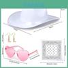 Makeup Costume Accessories Set With Denim Hat And Heart Glasses For Party Gifts