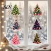 Holiday Glass Decals for Windows 6Pcs Colorful Christmas Tree Snowflake Static Window Sticker, PVC Cling, Removable Decal Decorative Stickers Parties