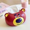 Miniso Cartoon Cute Strawberry Bear Tissue Box Living Room Bedroom Desktop Paper Box Premium Home Napkins Paper Box Ornament