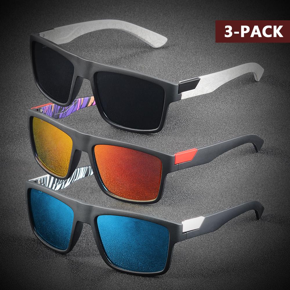AIMISUV 3Pieces Classical Square Cycling Sunglasses for Men Outdoor Sports Running Driving Sun Glasses Women Goggles UV400