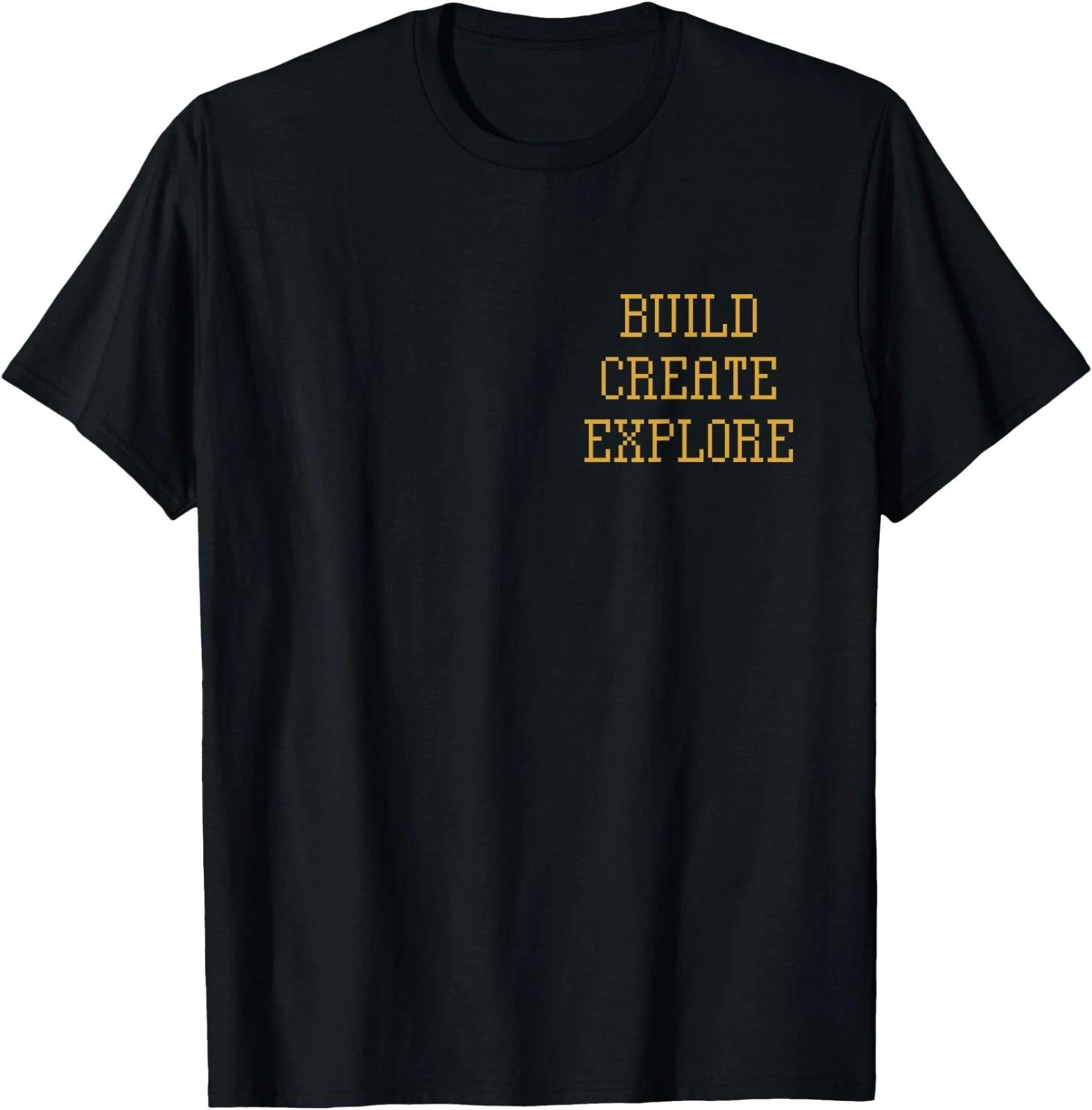 Minecraft Build Create Explore Pixel Creeper Left Chest T-Shirt S
