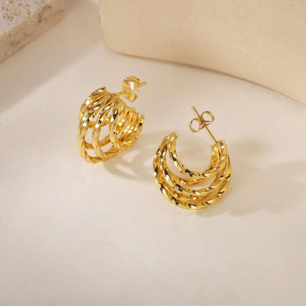 2025 Titanium Steel Twisted Braid Earrings - Light Luxury, New Style