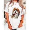 Cute Shih Tzu Puppy Print T-shirt, Short Sleeve Crew Neck Casual Top for Summer & Spring, Women's Clothing
