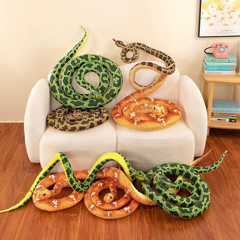 Simulation Snake Spotted Big Python Plush Toy Fake Snake Doll Prank Funny Doll Green Snake