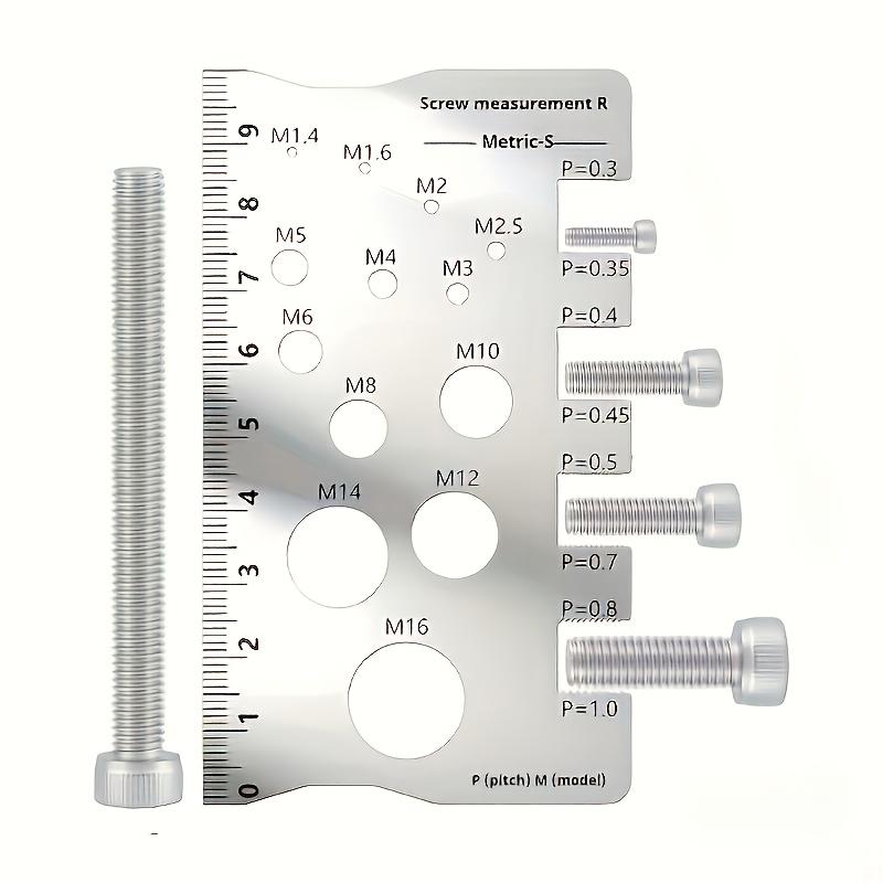 1PC Screw Measuring Ruler, Thread & Bolt Diameter Gauge, Precision Nut & Screw Caliper for M12 & Standard Thread Measurement
