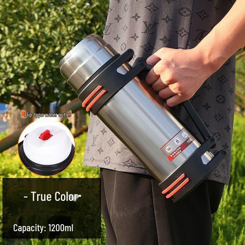 

5L Stainless Steel Insulated Thermos Flask for Men – Ideal for Outdoor, Car Travel, and Home Use Gold with Brush, Strap, Bag
