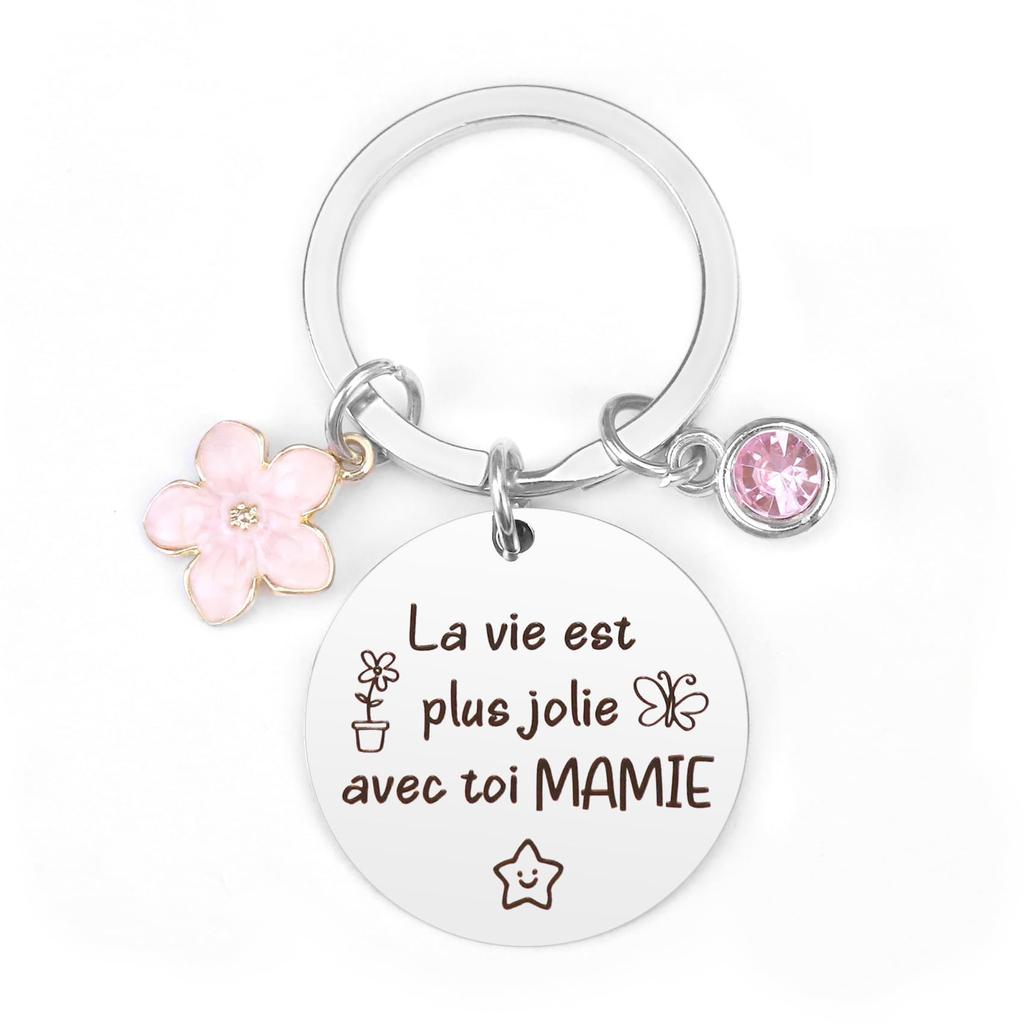 German Russian Spanish Stainless Steel Keychain Commemorative Blessing Stainless Steel Keychain for Mothers Day and Fathers Day Backpack Bag Pendant