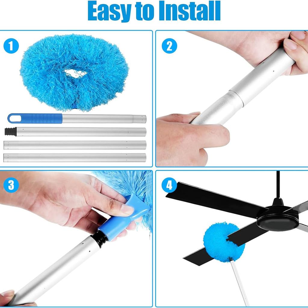 Ceiling Fan Cleaner Dusters with Extension Pole Dust Removal Brush Removable Washable Microfiber Ceiling Duster Cleaning Tool