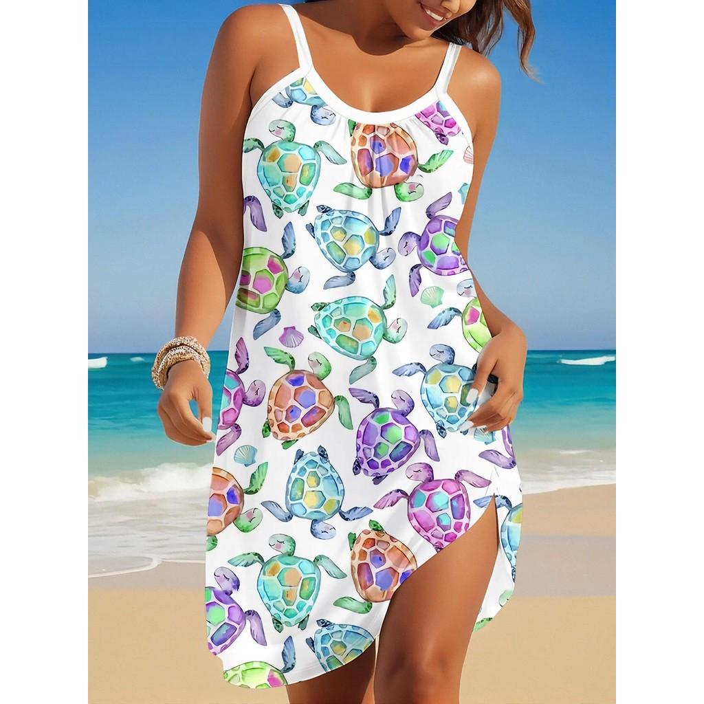 2025 Women's Summer Sleeveless   Print Casual Dress Summer Dress for Holiday Women Clothing