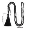 Hand Knotted Beads Necklace with Natural Stone Tassels Spiritual Jewelry Prayer Necklace for Everyday Wear and Rituals