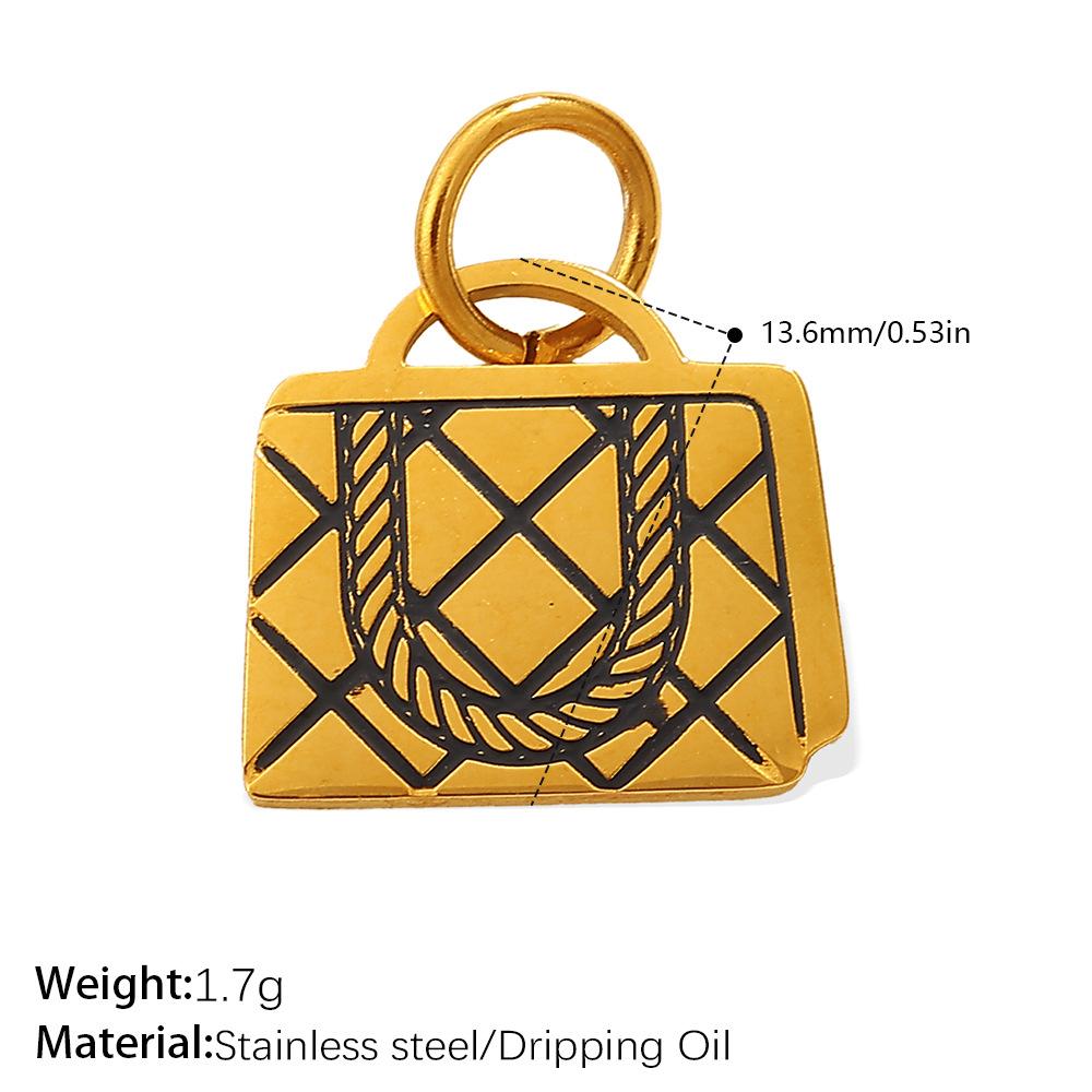 European and American Versatile Creative Color Bag Pendant, Stainless Steel Dripping Oil DIY Bracelet Necklace Accessories