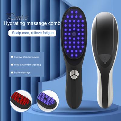 Electric Hair Brush Blue Red Light Phototherapy Rechargeable Promote Hair Growth Handheld Vibrating Scalp Massage Men Women Hair Detangling Comb