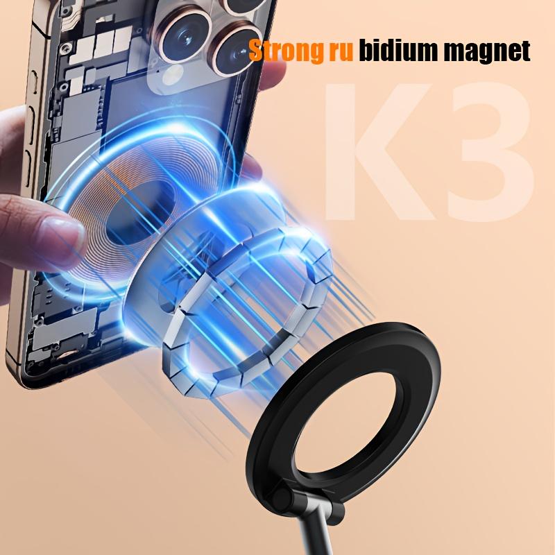Magnetic Selfie Light, iPhone MagSafe-Compatible Phone Light. 360° LED Selfie Ring Fill Light with Foldable Stand and Mirror