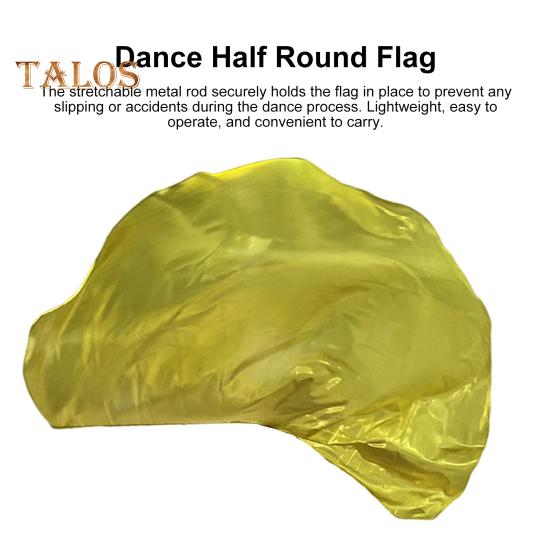 Tańcząca flaga z rozszerzalnym patykiem, półokrągły kształt, jasny kolor, połysk, powierzchnia, kostiumy, rekwizyty, akcesoria, flaga pochwalna