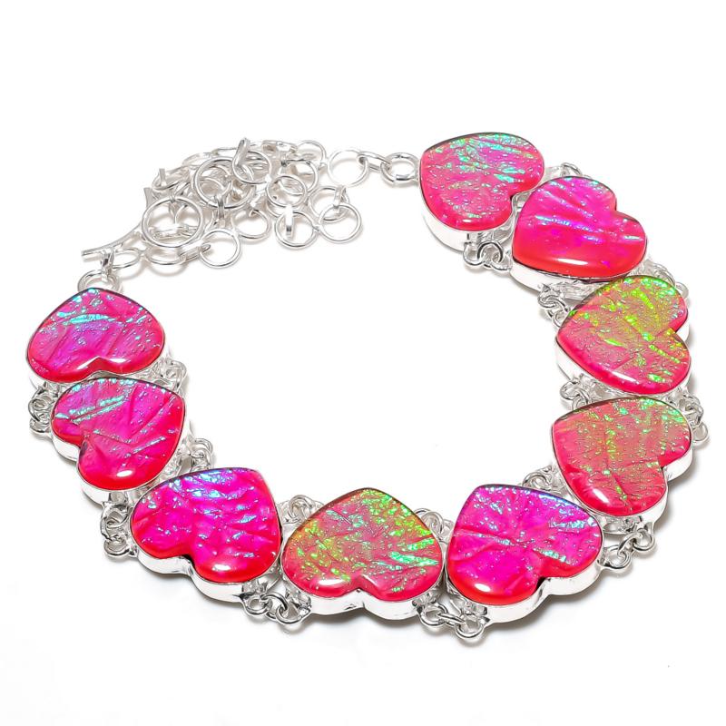 Pink Australian Triplet Fire Opal Gemstone Handmade 925 Sterling Silver Electroform Necklace, Opal Silver For Wife Unisex Necklace