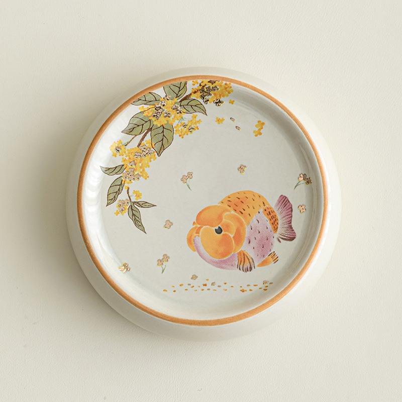 Ascheglasur Keramik Deckelablage Tablett Rund Topfständer Untersetzer Kung Fu Tee Set Zubehör Mehrzweck Obst Snack Servierplatte Dekor